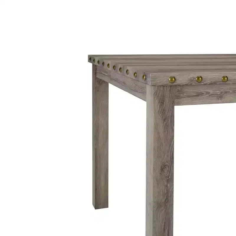 Farmhouse 42 in. W Rural Log Wood Counter Height 4-Legs Dining Table with Square Top and Nail Head Trim Seats 4
