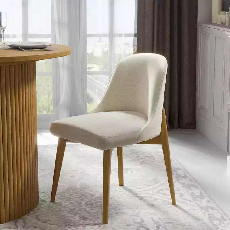 Set di 2 sedie da pranzo imbottite in lino bianco