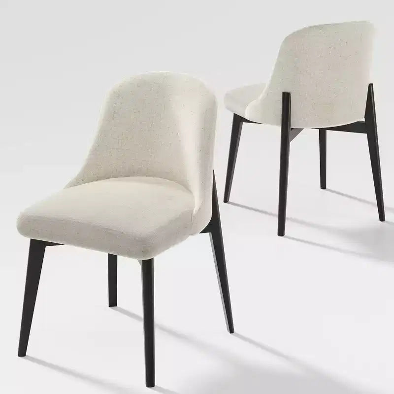 Set di 2 sedie da pranzo imbottite in lino bianco