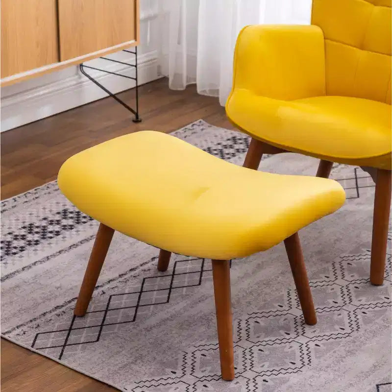 Contemporary Silky Velvet Tufted Accent Chair with Ottoman, Yellow