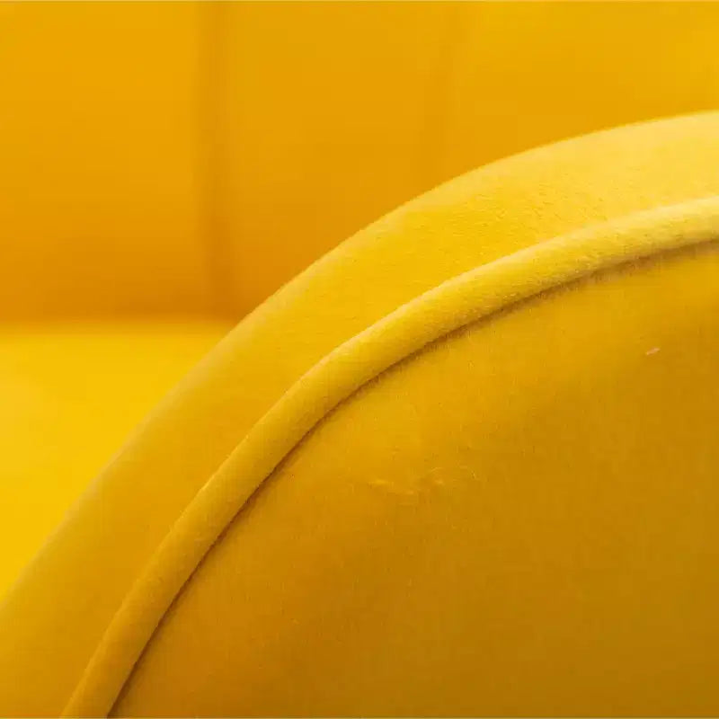 Contemporary Silky Velvet Tufted Accent Chair with Ottoman, Yellow