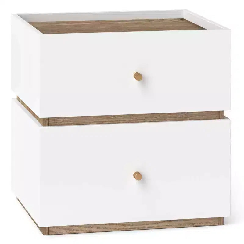 Comodino moderno a 2 cassetti, 1/2 pezzi, con bordo rialzato e spazio contenitore, per il soggiorno