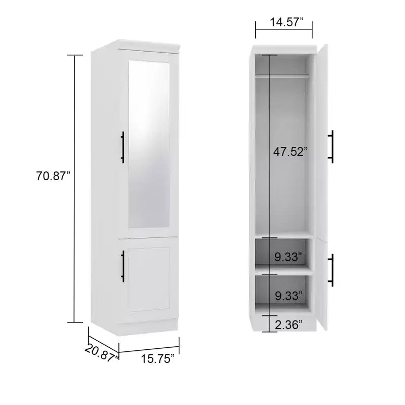 White Wood 15.75 in. Armoire with 2 Shelves