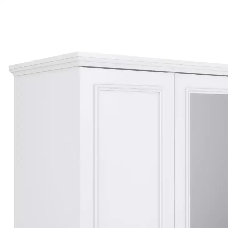 White Wood 61.42 in. Armoire with 4 Drawers and 2 Shelves