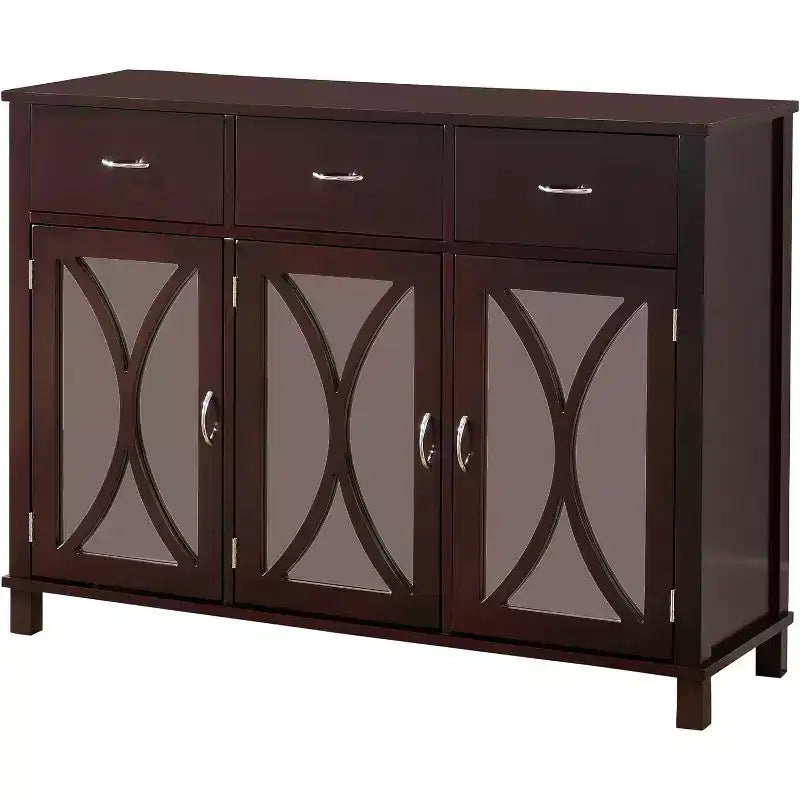 Credenza buffet con ante a specchio, 3 ante/colore espresso