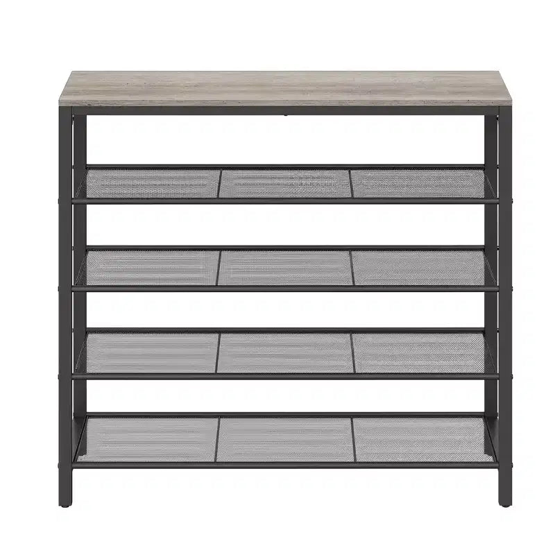 Stojak na buty, 5-poziomowy organizer na obuwie z 4 metalowymi półkami z siatki, duży stojak na buty do przedpokoju