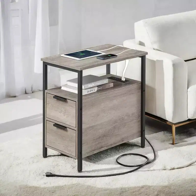 Night Stand Slim Night Stand Narrow Nightstand Narrow Nightstand With Charging Station Side Table With Storage Bedside Table Side Table