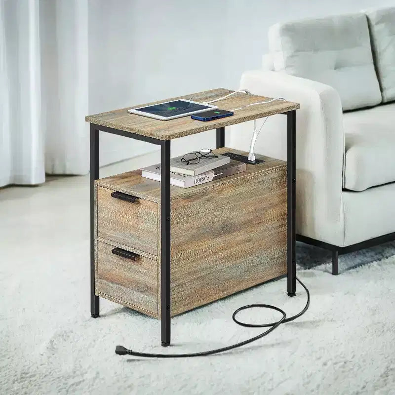 Night Stand Slim Night Stand Narrow Nightstand Narrow Nightstand With Charging Station Side Table With Storage Bedside Table Side Table