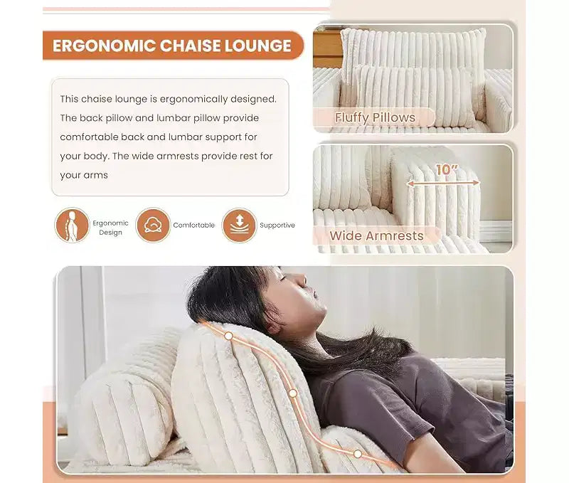 62.5 D Corduroy Oversized Armchair, Upholstered Single Sofa Lounge Chair with Ottoman