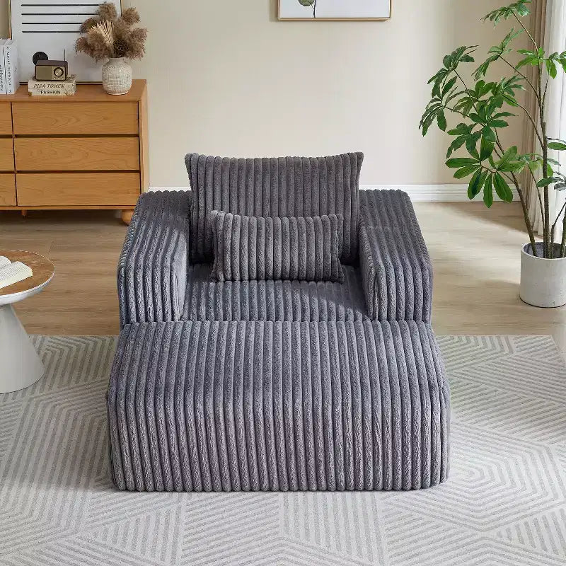 62.5 D Corduroy Oversized Armchair, Upholstered Single Sofa Lounge Chair with Ottoman