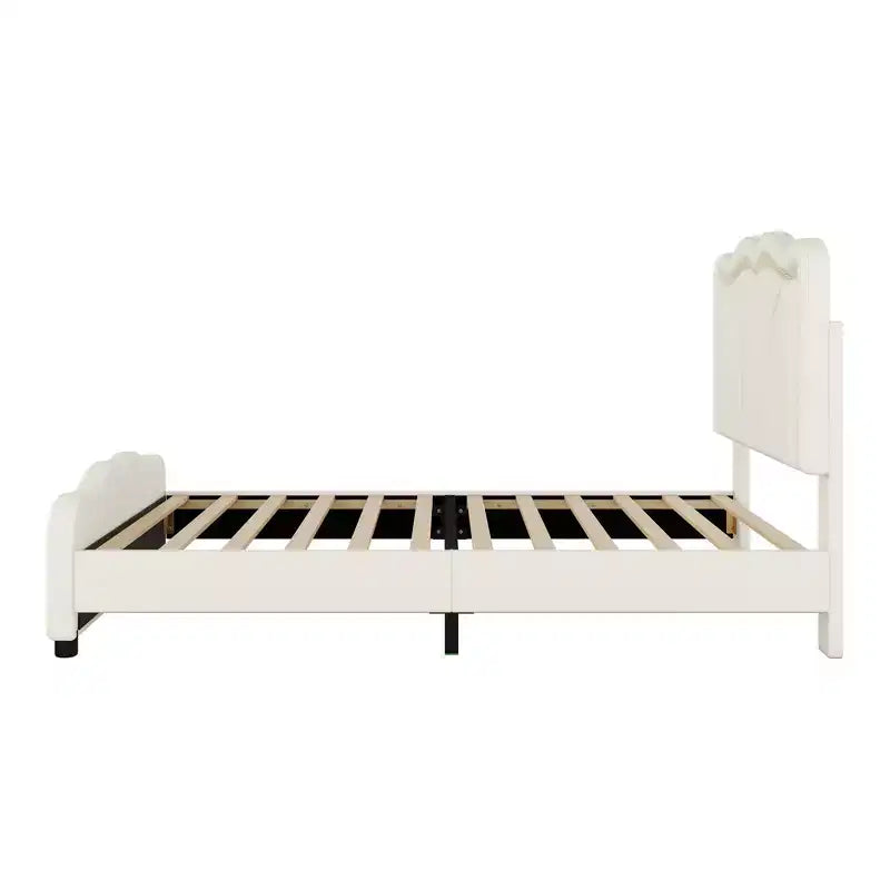 Letto a piattaforma matrimoniale imbottito con testiera curva e regolabile in altezza e strisce LED