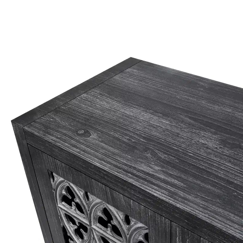59.8W Hollow Four Door Antique Sideboard , American Country Style Buffet Storage Cabinet Suitable for Living Room, Kitchen