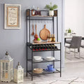 Red Tile Bakers Rack with 9 Wine Bottle Capacity Rack & 8 Hooks - Kitchen Storage Organizer