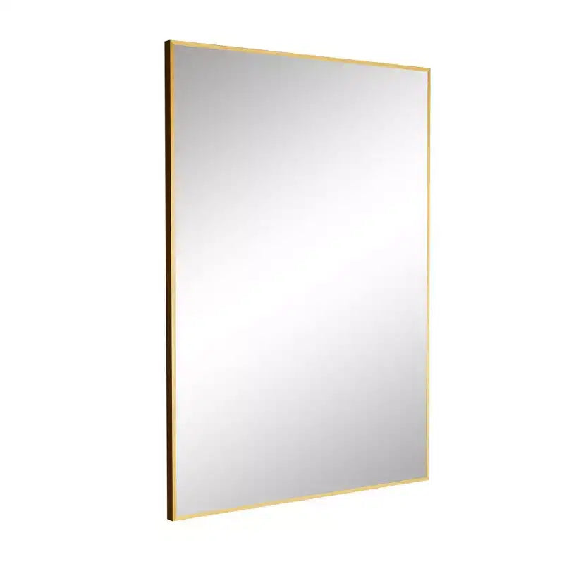 Specchio rettangolare da parete ad angolo retto con cornice sottile in lega di alluminio verniciata oro