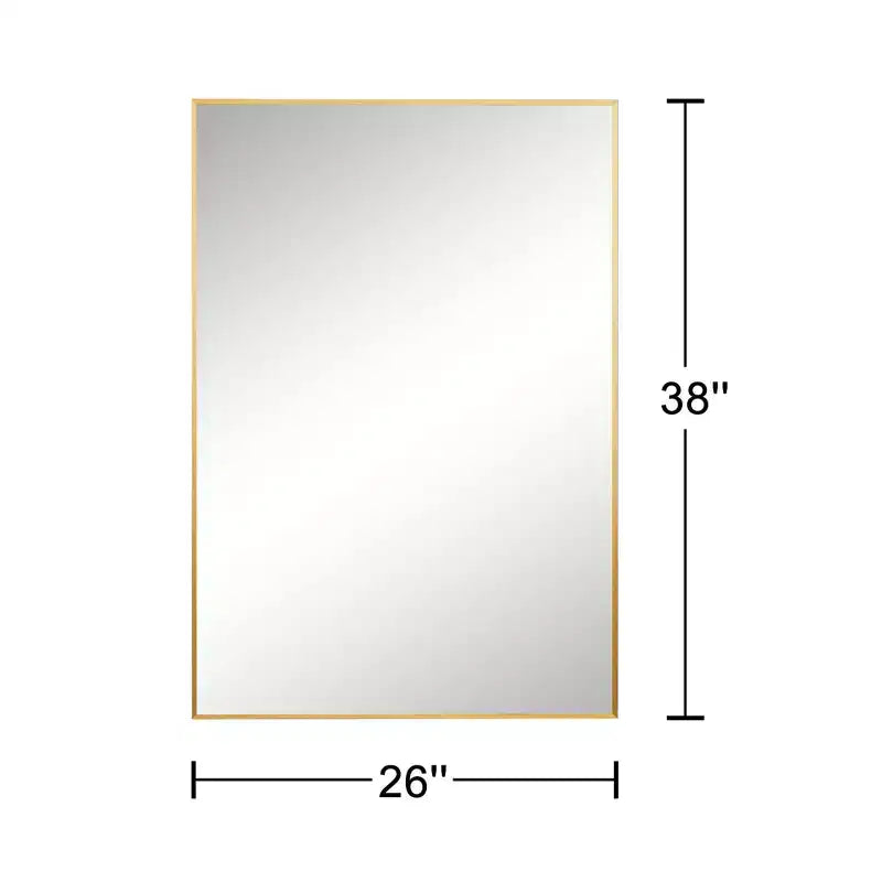 Specchio rettangolare da parete ad angolo retto con cornice sottile in lega di alluminio verniciata oro