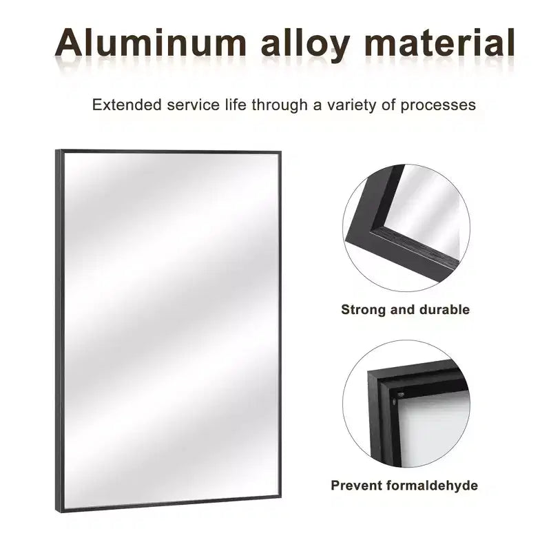 Lustro ścienne z aluminiową wąską ramą