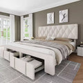 Struttura per letto con base a piattaforma imbottita e cassetti contenitori, base per materasso con doghe in legno massello