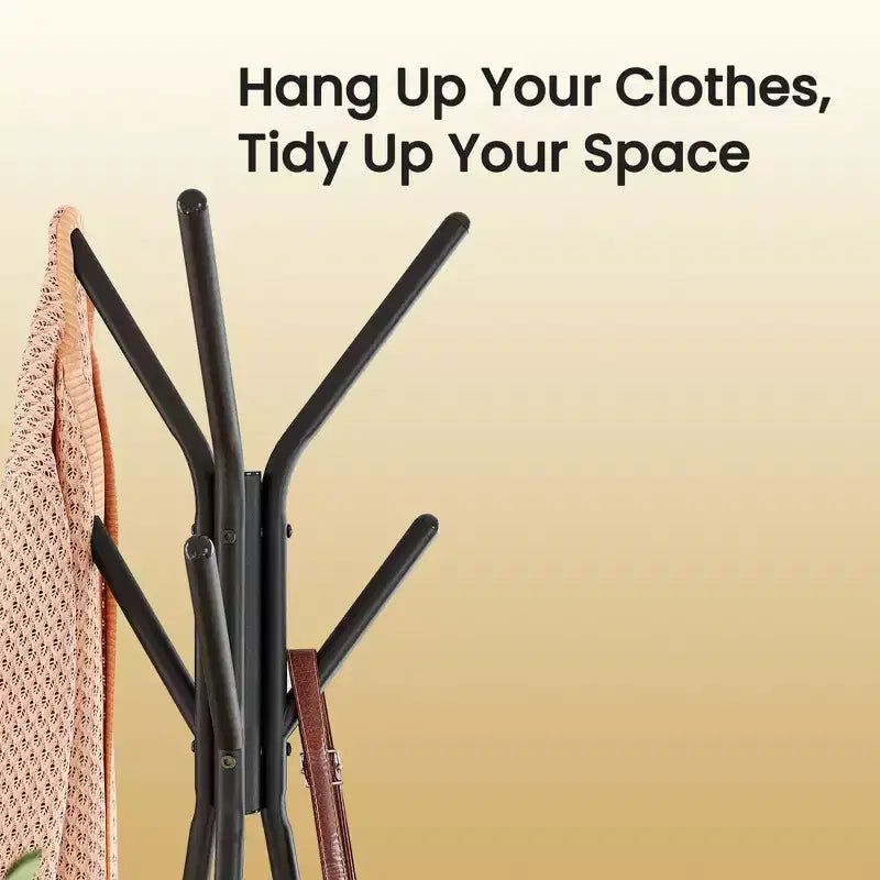 Industrial Style Coat Rack Stand with 2 Shelves: Sturdy, Stylish Organizer for Clothes, Hats, and Bags