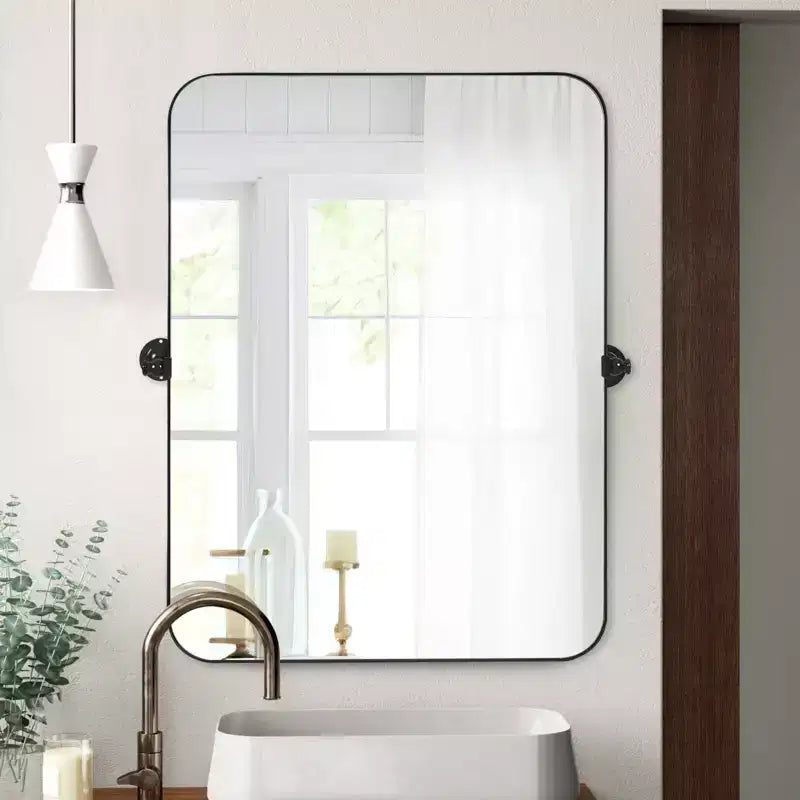 Iron Round Corner Rectangle Three Color Swivel Hardware Wall Mirror