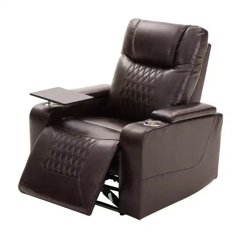Fotel z elektrycznym podnośnikiem i funkcją rozkładania, 35.8L x 37.8W x 42.1H, z portem USB do ładowania, 2 uchwytami na kubki i obrotowym stolikiem na tacy