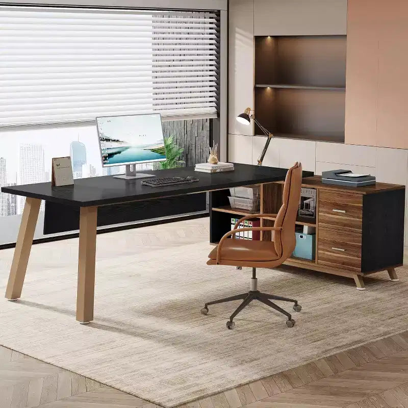 Scrivania direzionale da 71-Inch, scrivania per computer a L con mobile da 55-Inch per ufficio domestico
