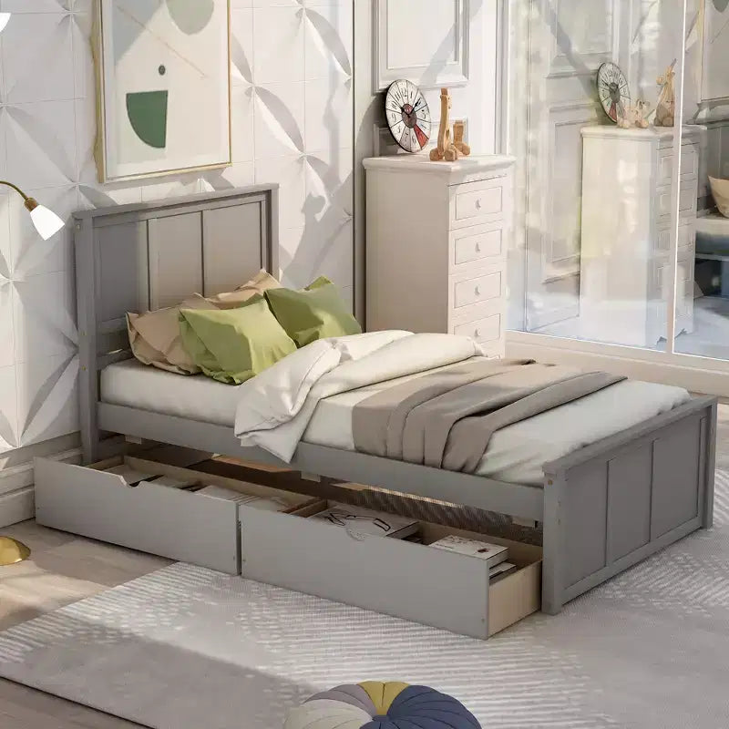 Modern Wood Twin Size Platform Bed