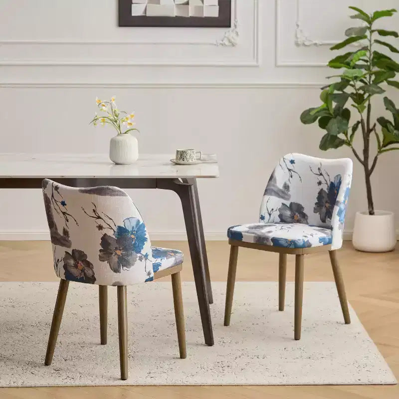 Set di 2 sedie da pranzo rivestite in tessuto, sedie laterali morbide e imbottite per sala da pranzo e cucina