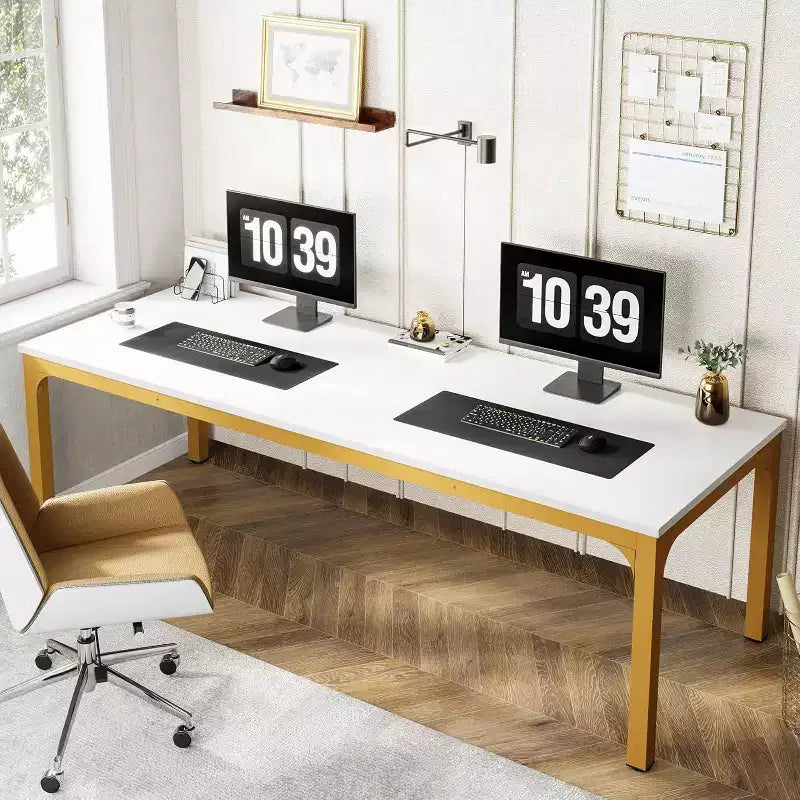 Scrivania per computer extra lunga da 78.7 Inches, scrivania doppia per 2 persone e postazione di lavoro per ufficio domestico