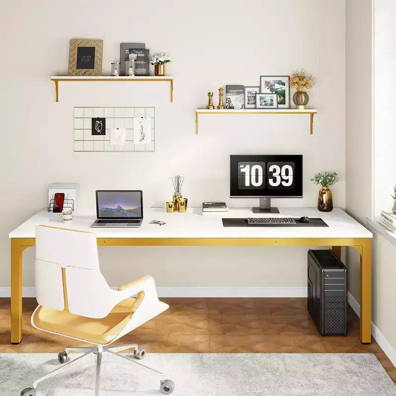 Scrivania per computer extra lunga da 78.7 Inches, scrivania doppia per 2 persone e postazione di lavoro per ufficio domestico