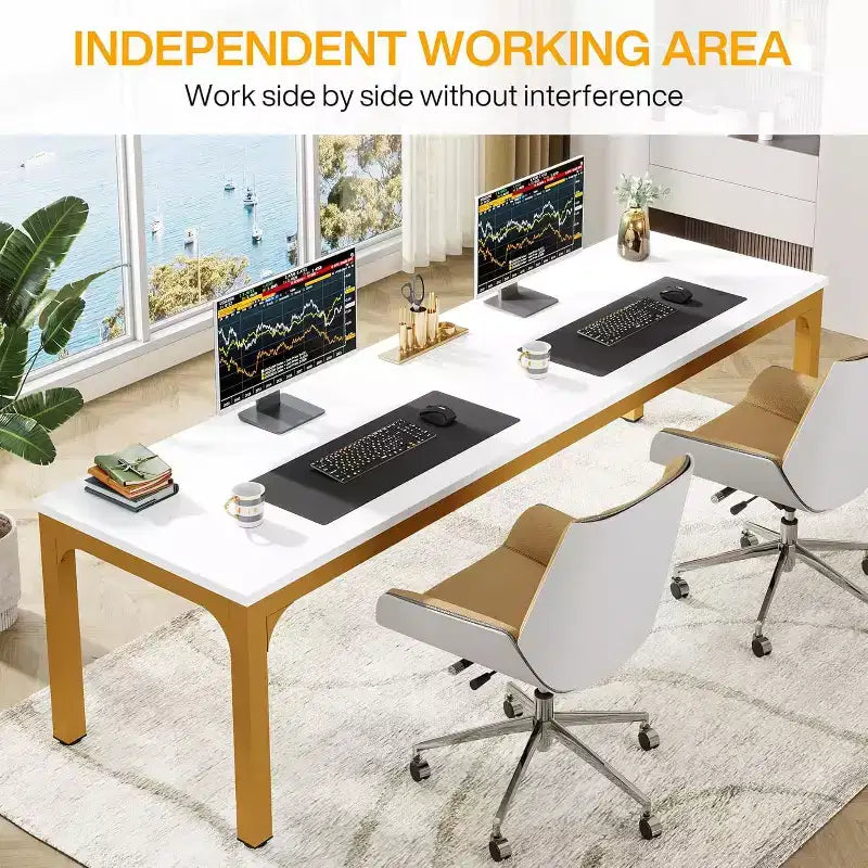 Scrivania per computer extra lunga da 78.7 Inches, scrivania doppia per 2 persone e postazione di lavoro per ufficio domestico