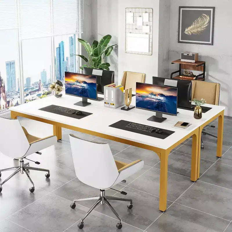 Scrivania per computer extra lunga da 78.7 Inches, scrivania doppia per 2 persone e postazione di lavoro per ufficio domestico