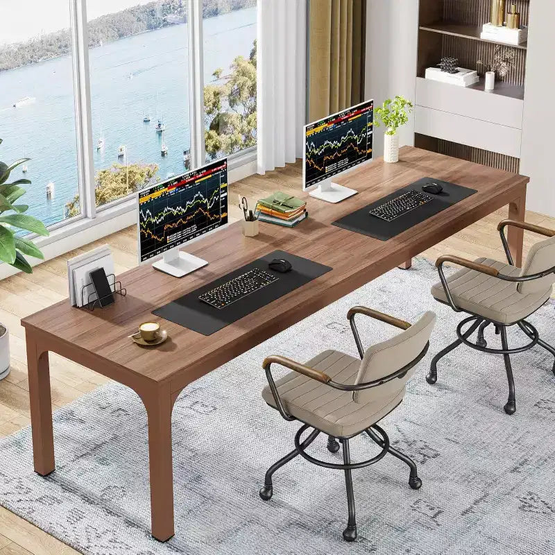 Scrivania per computer extra lunga da 78.7 Inches, scrivania doppia per 2 persone e postazione di lavoro per ufficio domestico