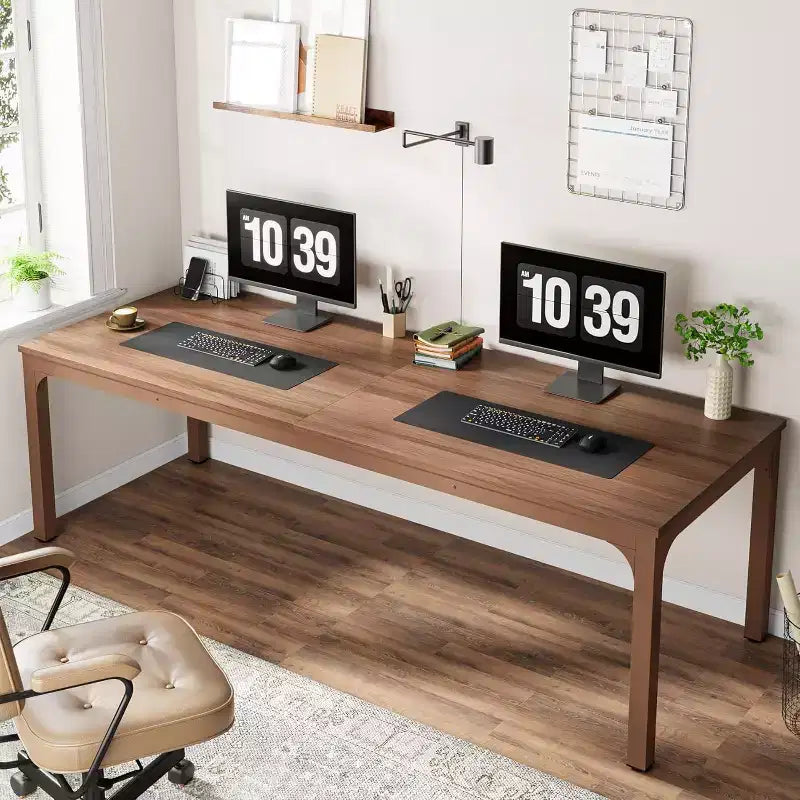 Scrivania per computer extra lunga da 78.7 Inches, scrivania doppia per 2 persone e postazione di lavoro per ufficio domestico