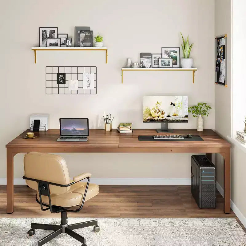 Scrivania per computer extra lunga da 78.7 Inches, scrivania doppia per 2 persone e postazione di lavoro per ufficio domestico