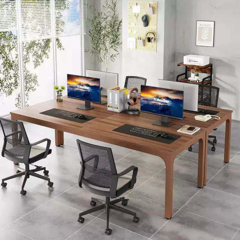 Scrivania per computer extra lunga da 78.7 Inches, scrivania doppia per 2 persone e postazione di lavoro per ufficio domestico