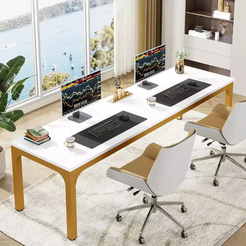 Scrivania per computer extra lunga da 78.7 Inches, scrivania doppia per 2 persone e postazione di lavoro per ufficio domestico