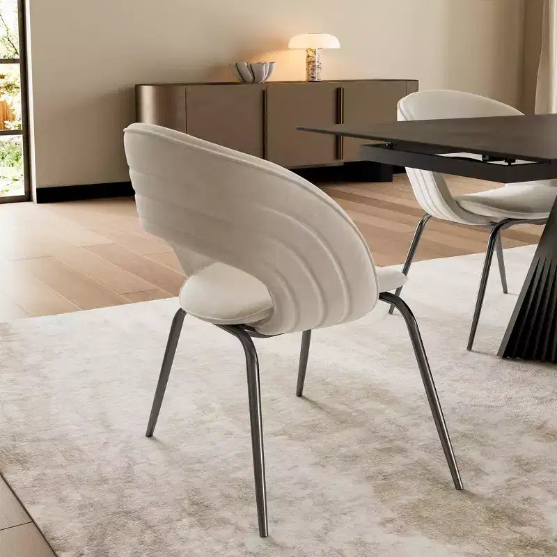 Velvet Dining Chair 1 PC, Off-White