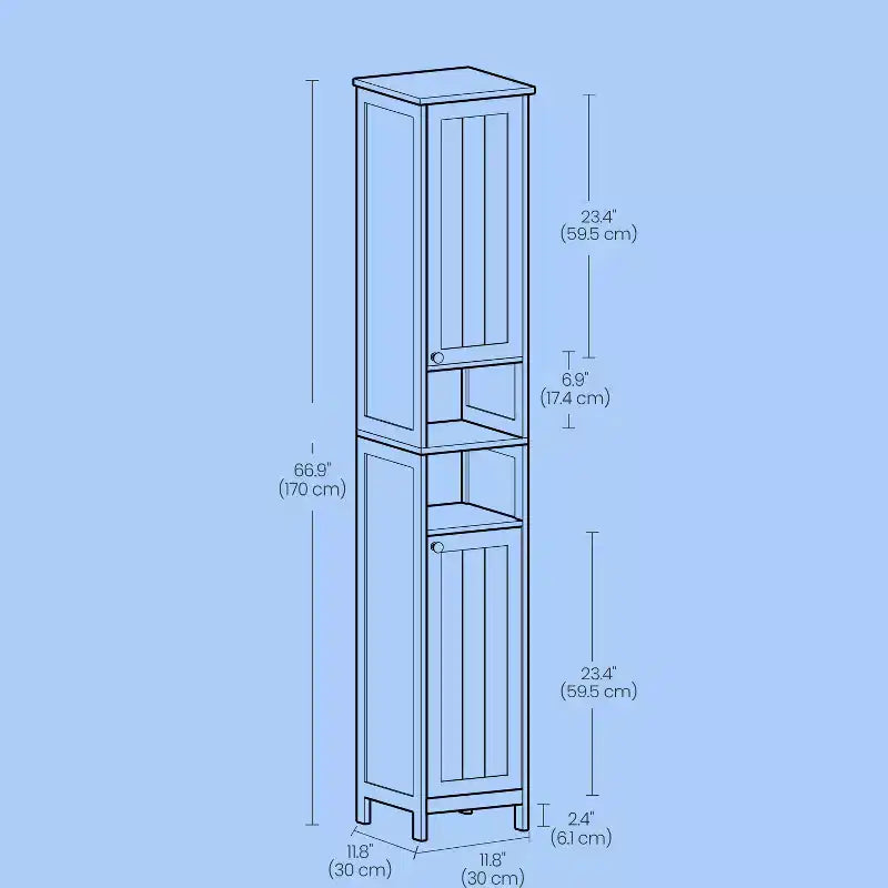 Modern Slim Storage Cabinet with Adjustable Shelves - Tall Freestanding Organizer
