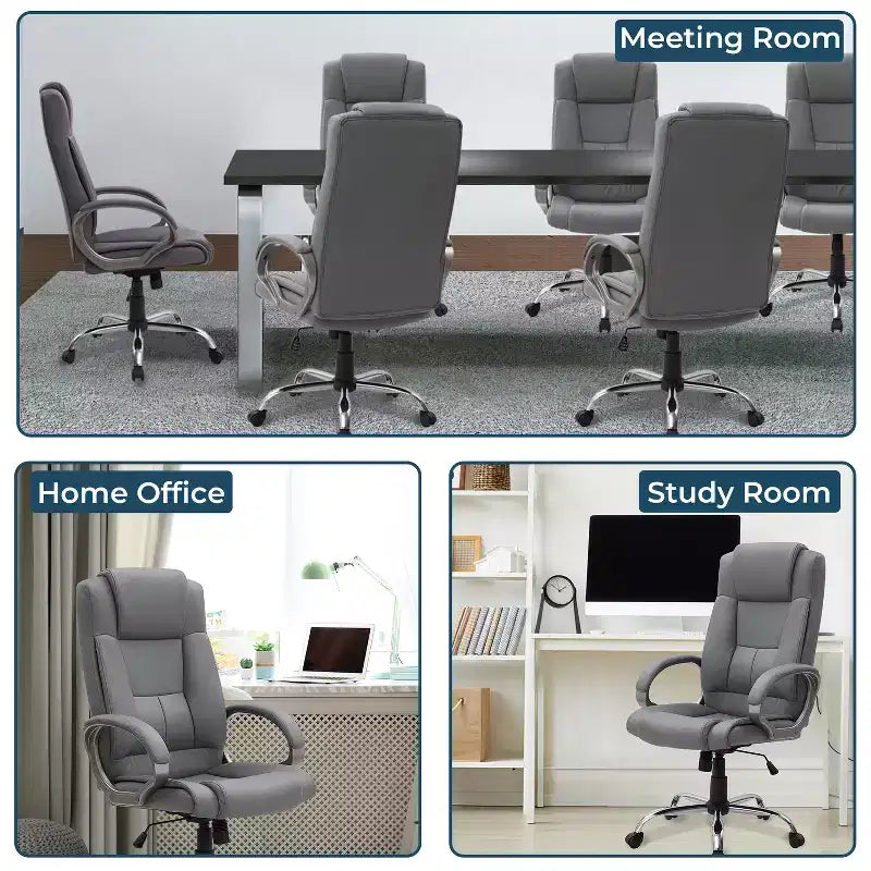 Executive Office Chair High-Back Faux Leather Desk Chair with Lumbar Support & Swivel Base