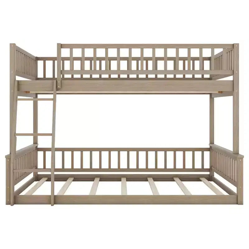 Letto a castello robusto Full XL sopra Queen, struttura resistente in MDF, design smontabile, supporto a doghe in legno e sponde di sicurezza