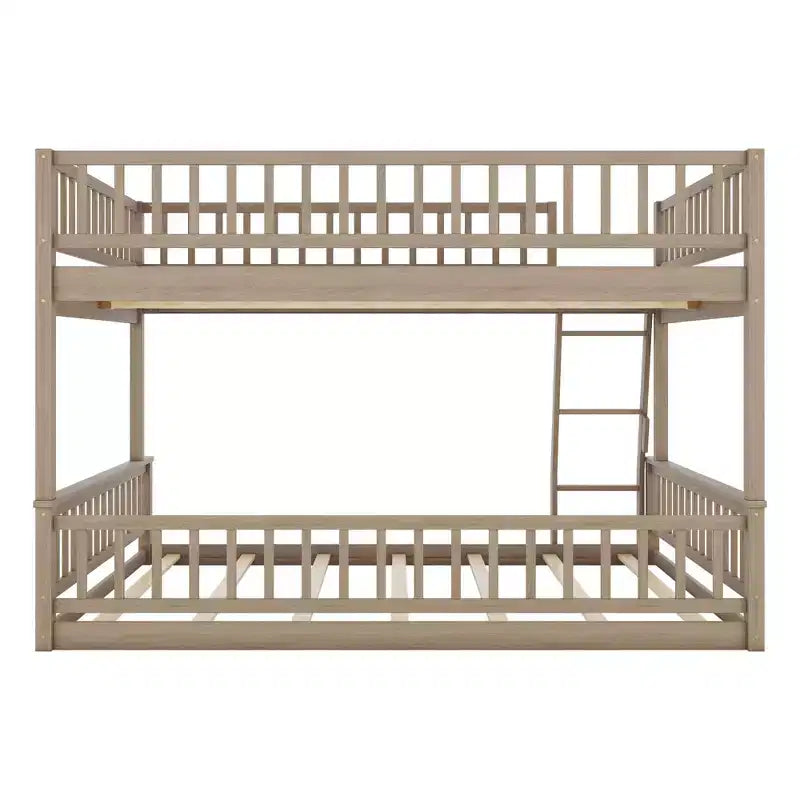 Letto a castello robusto Full XL sopra Queen, struttura resistente in MDF, design smontabile, supporto a doghe in legno e sponde di sicurezza