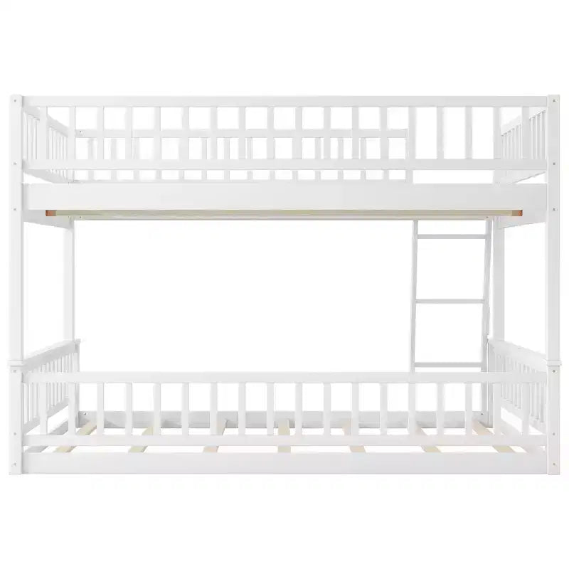 Letto a castello robusto Full XL sopra Queen, struttura resistente in MDF, design smontabile, supporto a doghe in legno e sponde di sicurezza