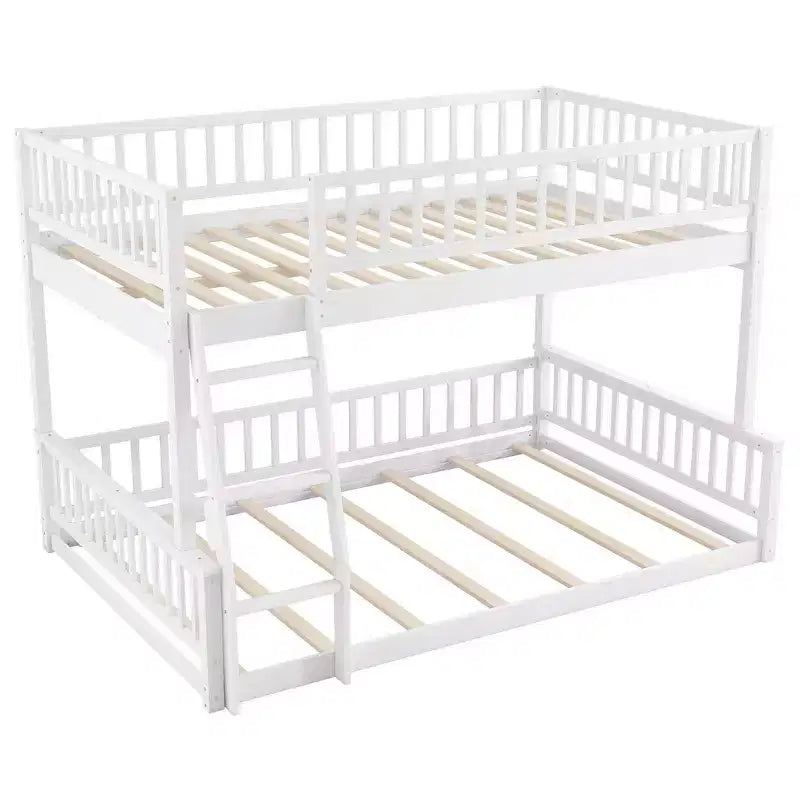 Letto a castello robusto Full XL sopra Queen, struttura resistente in MDF, design smontabile, supporto a doghe in legno e sponde di sicurezza