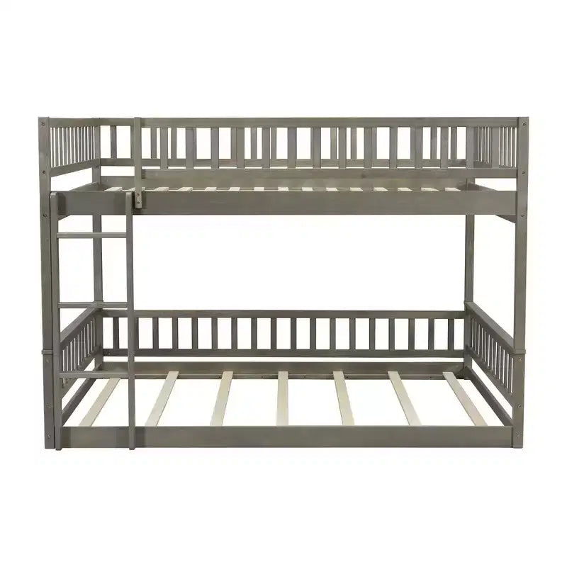 Letto a castello robusto Full XL sopra Queen, struttura resistente in MDF, design smontabile, supporto a doghe in legno e sponde di sicurezza