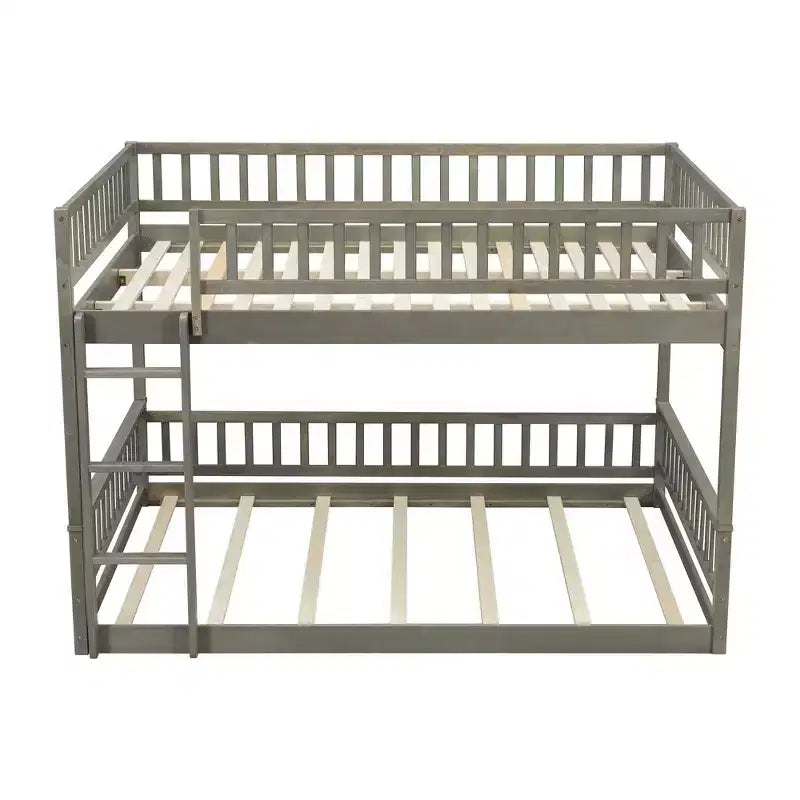 Letto a castello robusto Full XL sopra Queen, struttura resistente in MDF, design smontabile, supporto a doghe in legno e sponde di sicurezza