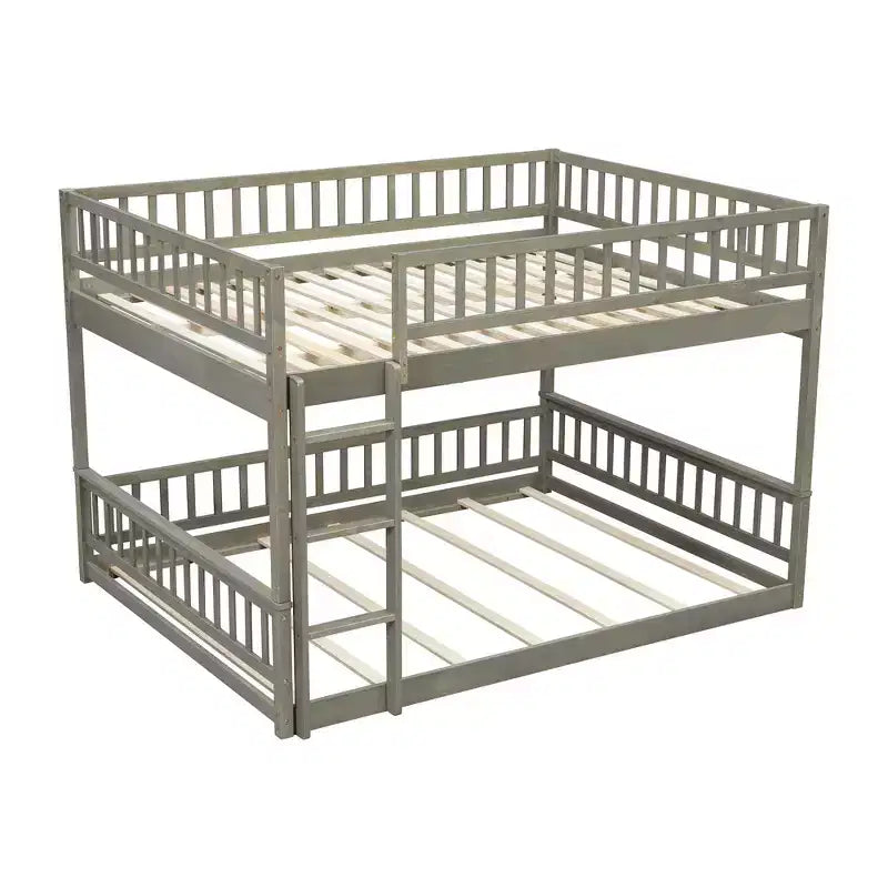 Letto a castello robusto Full XL sopra Queen, struttura resistente in MDF, design smontabile, supporto a doghe in legno e sponde di sicurezza