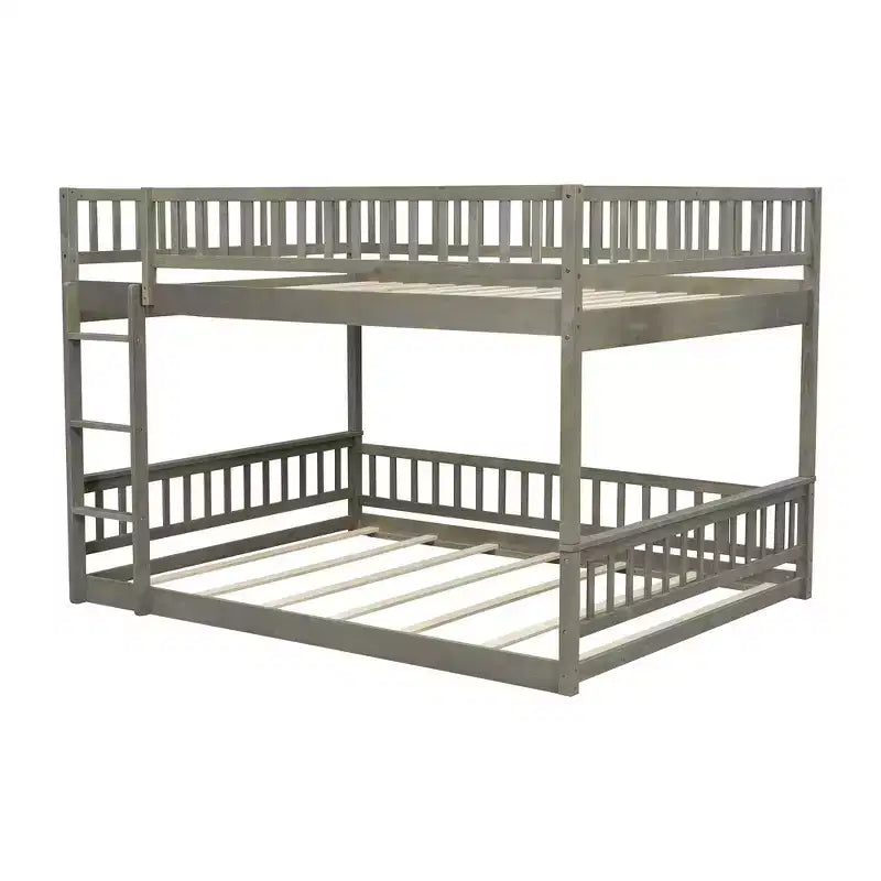 Letto a castello robusto Full XL sopra Queen, struttura resistente in MDF, design smontabile, supporto a doghe in legno e sponde di sicurezza