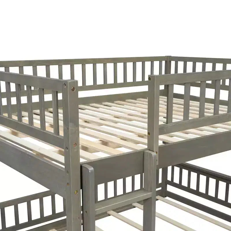 Letto a castello robusto Full XL sopra Queen, struttura resistente in MDF, design smontabile, supporto a doghe in legno e sponde di sicurezza