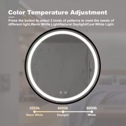 24inch Bathroom Led Classy Vanity Mirror with focused backplane,Black aluminum alloy frame
