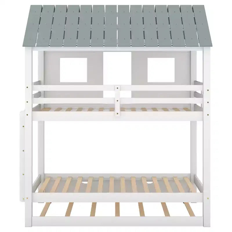 Letto a castello Roof per materassi singoli con letto estraibile - bianco